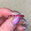 French Cut Natural Ruby Half Eternity Band 18k Yellow Gold Mounting 14458-F6