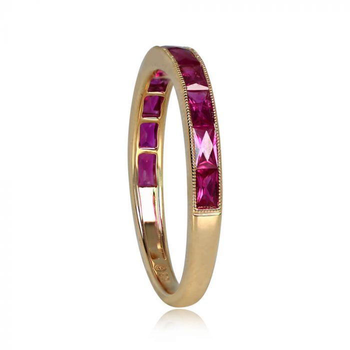 Ruby and Gold Half Eternity Wedding Band - Gardiner Band 14458 TSV