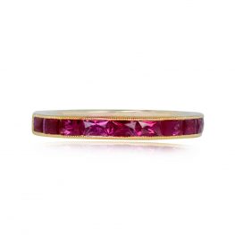 French Cut Ruby Half Eternity Band - Gardiner Band 14458 TV