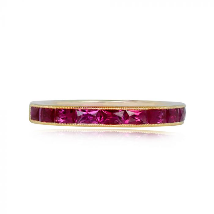 French Cut Ruby Half Eternity Band - Gardiner Band 14458 TV