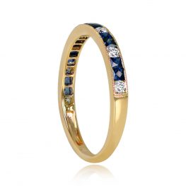 Sapphires and Diamonds Gold Wedding Band - Savoy Band 14459 TSV