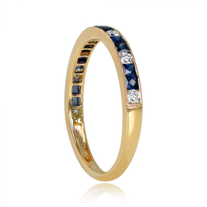 Sapphires and Diamonds Gold Wedding Band - Savoy Band 14459 TSV