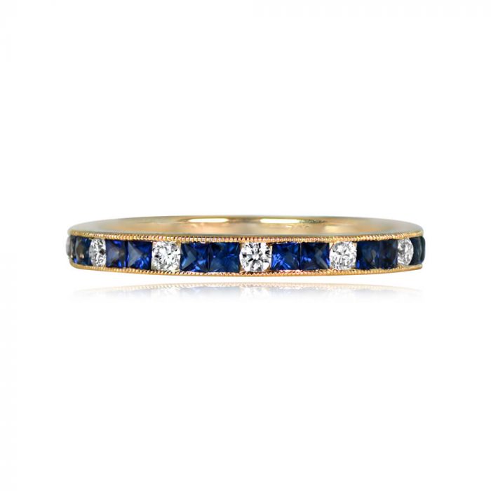 Diamond and Sapphire Half Eternity Band - Savoy Band 14459 TV