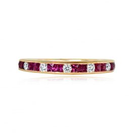 Ruby Diamond Half Eternity Wedding Band - Muliner Band 14460 TV