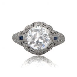 Antique Diamond and Sapphire Engagement Ring 7367
