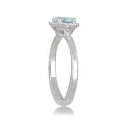 Round Cut Aqua Halo Ring TSV