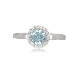 Aqua Halo Ring set in white gold