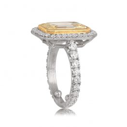 4.04ct Fancy Yellow Emerald Cut Ring - Bethpage Ring