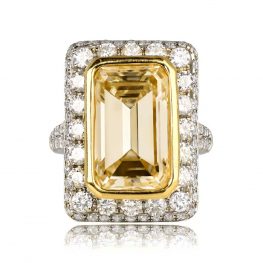Yellow Diamond and Diamond Halo Ring Paterson Ring