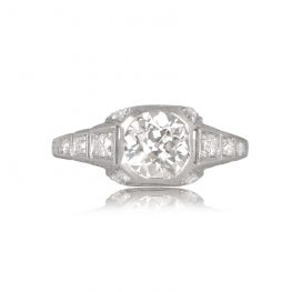 1.17 Carat Art Deco old European Cut Engagement Ring Handcrafted Platinum - Nouveaux Ring