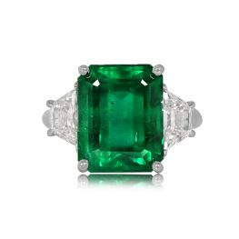 9.39ct Emerald Cut Natural Zambia Emerald Ring - Escalante Ring