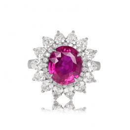 Floral Halo Pink Sapphire Cocktail Ring - Capulet Ring