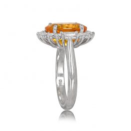 Yellow Sapphire and Diamond Halo Ring - Chesterfield Ring