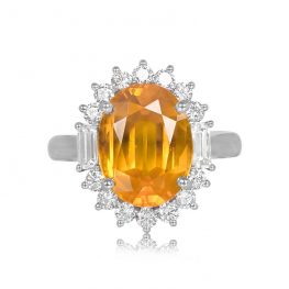 7.17-carat Yellow Sapphire Ring Chesterfield Ring Top View