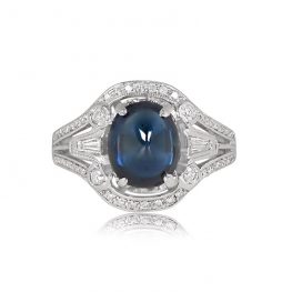 Cabochon Sapphire and Diamond Engagement Ring - Laguna Ring