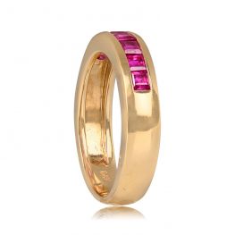 Ruby and Gold Gemstone Wedding Band - Maryland Band