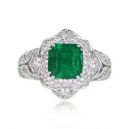 Emerald Cut Zambian Emerald Cocktail Ring - Winslow Ring DYL43 TV
