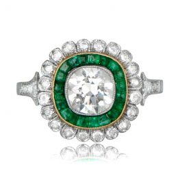 Emerald and Diamond Engagement Ring