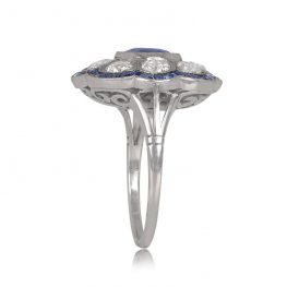 Old European Cut Diamond and Sapphire center Ring Edgewater Ring