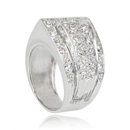 Asymmetrical Retro Era Diamond Cocktail Ring - Metcalf Ring MAR102 TSV