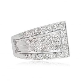 Vintage Retro Diamond Platinum Cocktail Ring - Metcalf Ring MAR102 TV