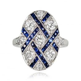 Round Brilliant Diamond Sapphire Cocktail Ring - Ambroise Ring MAR103 TV