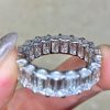 Prong Set Platinum Mounting Emerald Cut Diamond Eternity Band MOSK F6