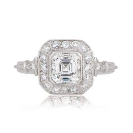 New York Asscher Cut Diamond Engagement Ring in Platinum