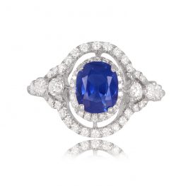 1.81 Carat Kashmir Sapphire and Diamond Ring Lane Ring