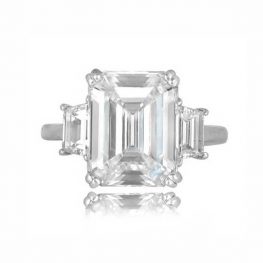 5.14 Carat Emerald Cut Diamond Tiffany Ring Top View
