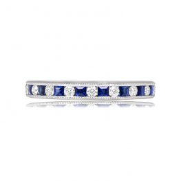 Diamond and Sapphire Half Eternity Band - Ladue Band