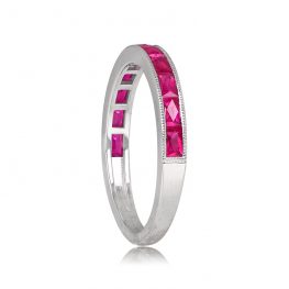 Ruby and White Gold Half Eternity Band - Audra Band
