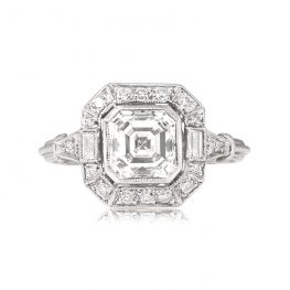 Asscher-cut Diamond Platinum Ring Cannock Ring Top View