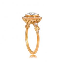 Diamond Halo Yellow Gold Mounting Ring - Bologna Ring