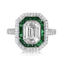 emerald cut halo engagement ring