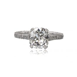 $40k Diamond Ring Cushion Cut Diamond in Platinum