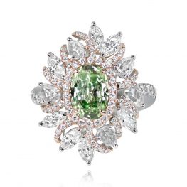 1.54ct Fancy Light Yellow Green Diamond Ring - Verbena Ring VMK12 TV