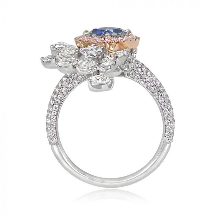 Light Blue Fancy Diamond Engagement Ring - Syosset Ring VMK14 SV