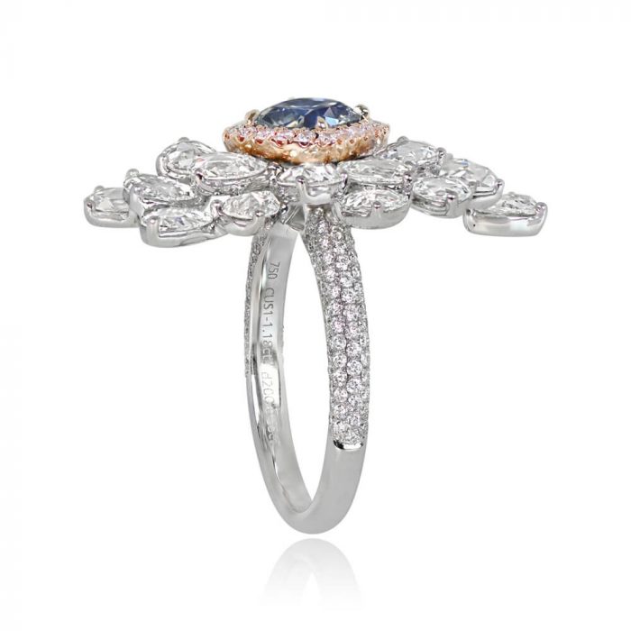 Fancy Light Blue Diamond Engagement Ring - Syosset Ring VMK14 TSV