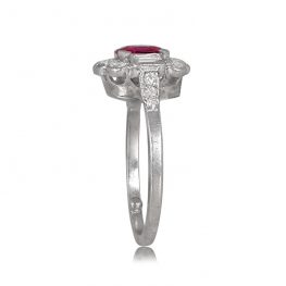 Ruby and Diamond Floral Halo Ring - Enola Ring YK110 TSV