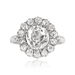 Old Mine Cut Diamond Halo Engagement Ring - Tusten Ring 13995 TV