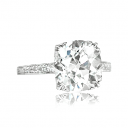 Antique Cushion Cut Diamond Solitaire Engagement Ring - Albi Ring 14067 SD