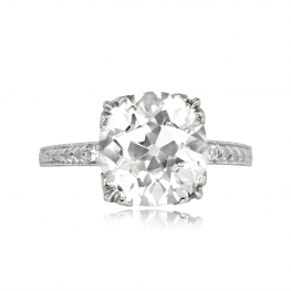 4.11ct Antique Cushion Cut Diamond Solitaire Ring - Albi Ring 14067 TV
