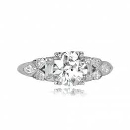 Edwardian Leaf Motif Diamond Engagement Ring - Tullamore Ring 14147 TV