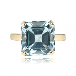 Black Starr & Frost Signed Asscher Cut Aquamarine Gemstone Ring 14151-TV-1000PX