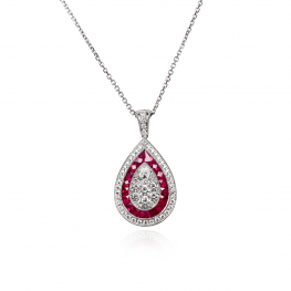 Pear-Shape Ruby and Diamond Pendant - Wimbleton Pendant sh101 TV